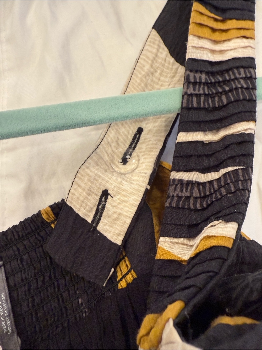 Anthropologie Black, White & Mustard Striped Midi Dress - Picture 5 of 6